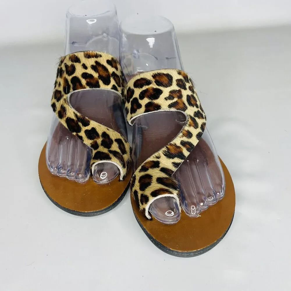 Kenneth Cole New York Womens Palm Calf Hair Thong Slide‎ Sandals Shoes Size 6.5